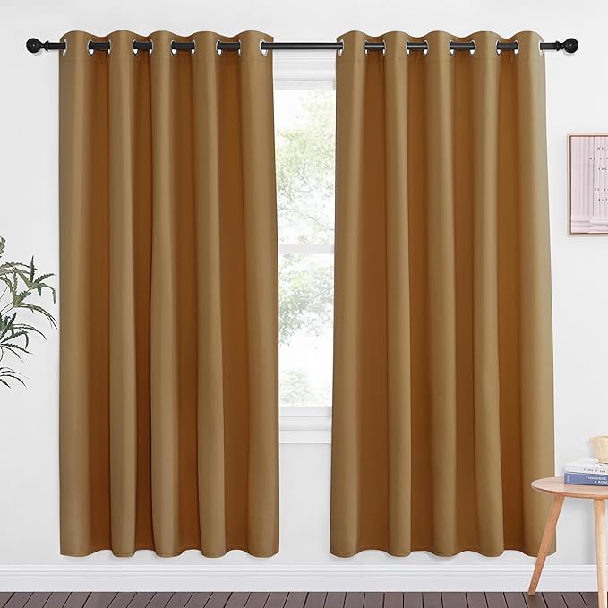 NICETOWN Gold Brown Blackout Curtains