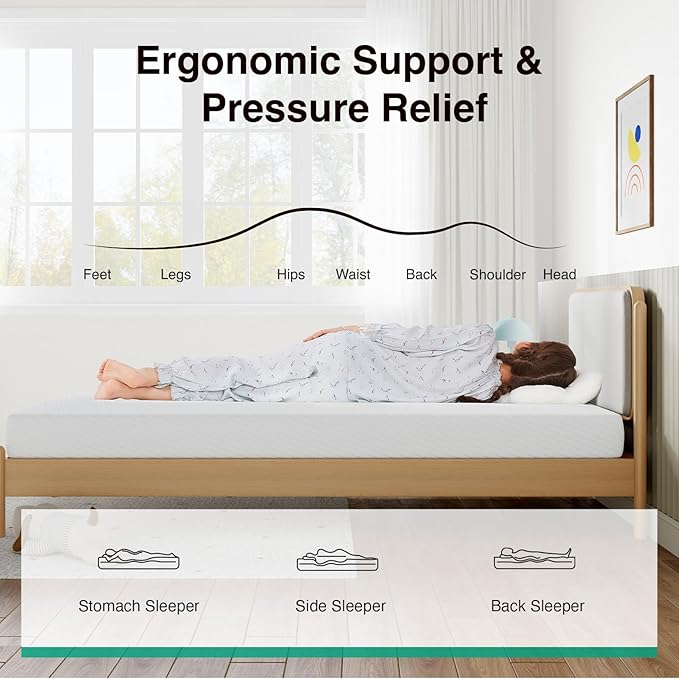 Novilla 8 Inch Queen Size Mattress, Queen Memory Foam Mattress with Breathable Comfort & High-Density Support Foam for Pressure Relief & Comfortable Sleep, Mattresses in a Box with Edge Support