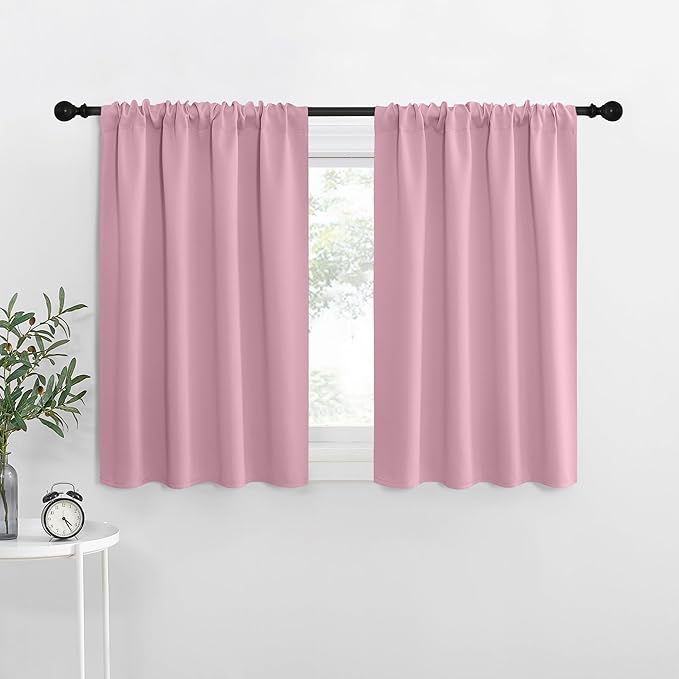 NICETOWN RV Blackout Curtains for Camper Windows, Rouge Pink, Kitchen Curtains