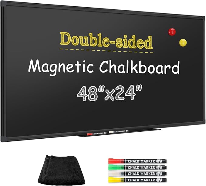SELEAD Double-Sided Magnetic Chalkboard 48 x 24 Inches