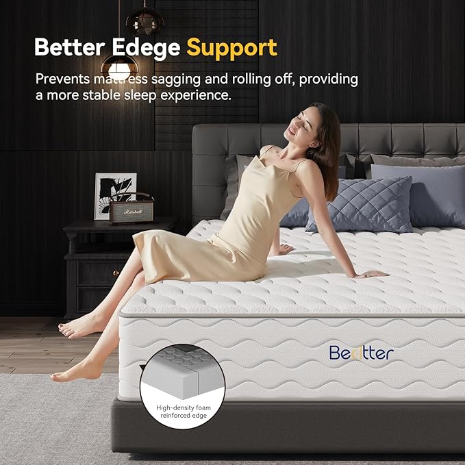 12 Inch King Hybrid Mattress, 7-Zone Green Tea & Charcoal Cooling Gel Memory Foam Mattress in a box,Pocketed Springs for Isolate Motion, Pressure Relief, CertiPUR-US Certified, Support Comfort