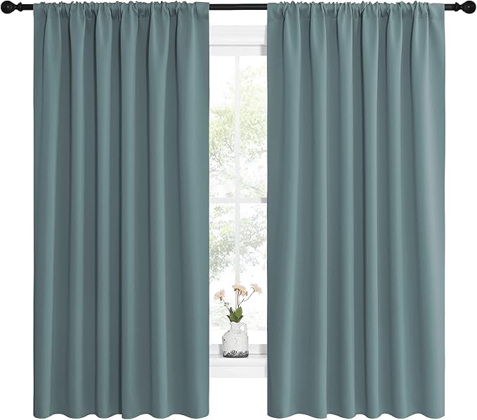 NICETOWN Greyish Blue Blackout Curtains Panels