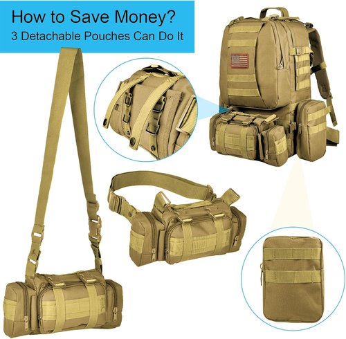 CVLIFE Tactical Backpack Military Army Rucksack 60L Large Assault Pack Detachable Molle Bag…