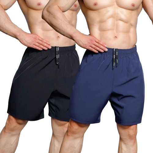 Gaglg Men's Athletic Shorts - Quick Dry Workout Running Shorts with Zipper Pockets | 7" 2-Pack