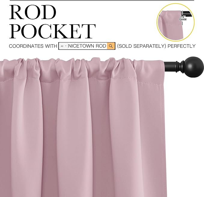 NICETOWN 2 Panels Blackout Curtains, Rod Pocket Thermal Insulated Drapes 84