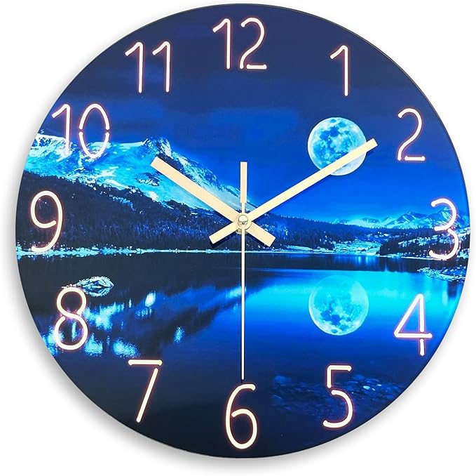 Large Wall Clocks for Living Room Decor Glass 20 Inch Analog Wall Clocks