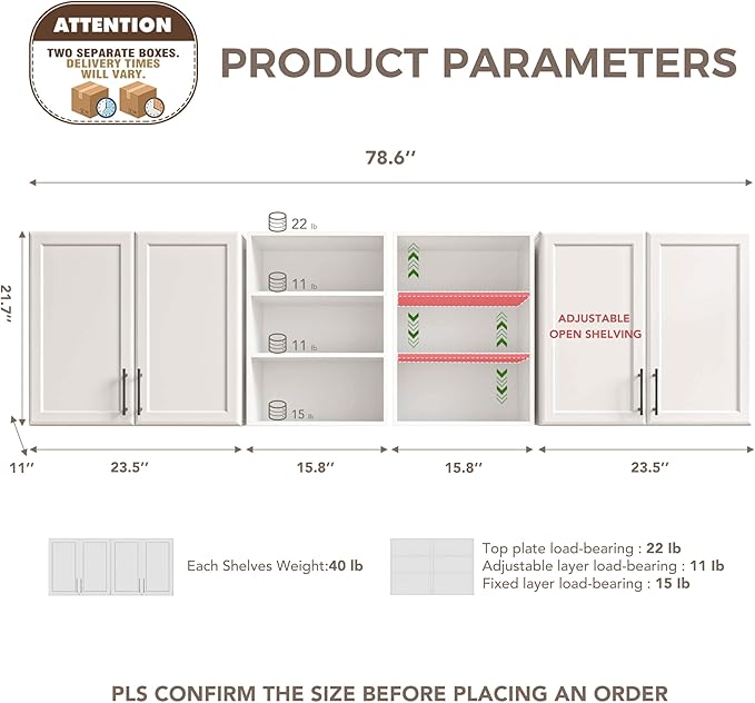 Furnaza Wall Cabinets for Laundry Room, Shaker Wall Mounted Kitchen Cabinets