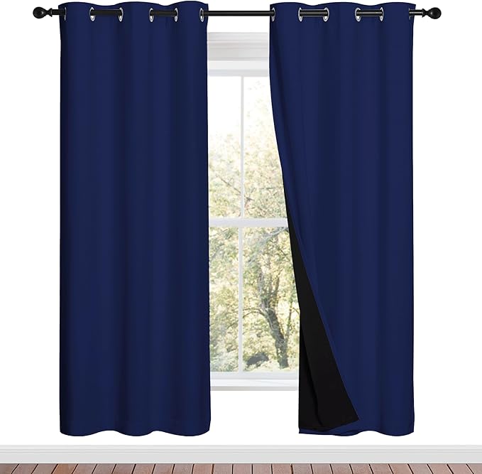 NICETOWN 100% Blackout Window Curtain Panels, Royal Blue, 2 Pieces, 42-inch
