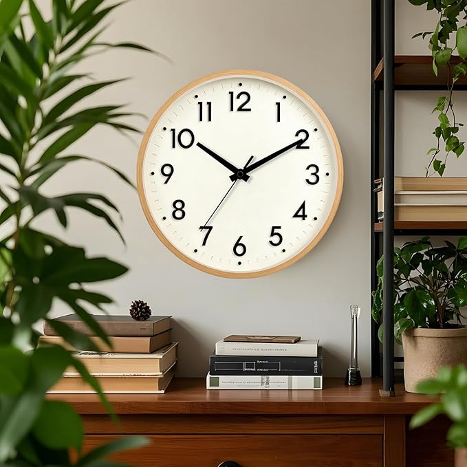 Mosewa Wall Clock 8 Inch, Battery Operated Silent Non-Ticking Modern Analog