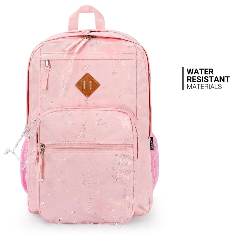 ZORFIN 26L Backpack for College, and Travel: Water Resistant Bookbag - Pink