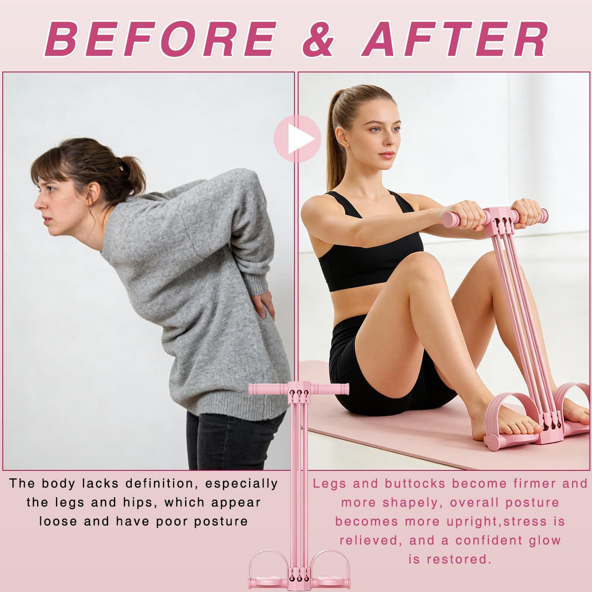Skiennix Pedal Resistance Band - 6-Tube Elastic Yoga Bands for Abdomen, Waist, Arm & Leg Training