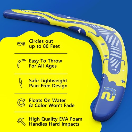 Boomerang | Fun & Easy-to-Throw Boomerangs for Adults & Kids - Soft Catch Outdoor Toy - Perfect Summer Gift