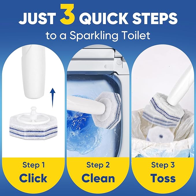 150Ct Aromative Toilet Brush Refills, Toilet Bowl Cleaner Refills, Double-Layer Cleaning Pads Added, Disposable Refill Heads for Toilet Bowl Cleaner Wands，Lemon, Blue Ocean, Lavender （Patented）