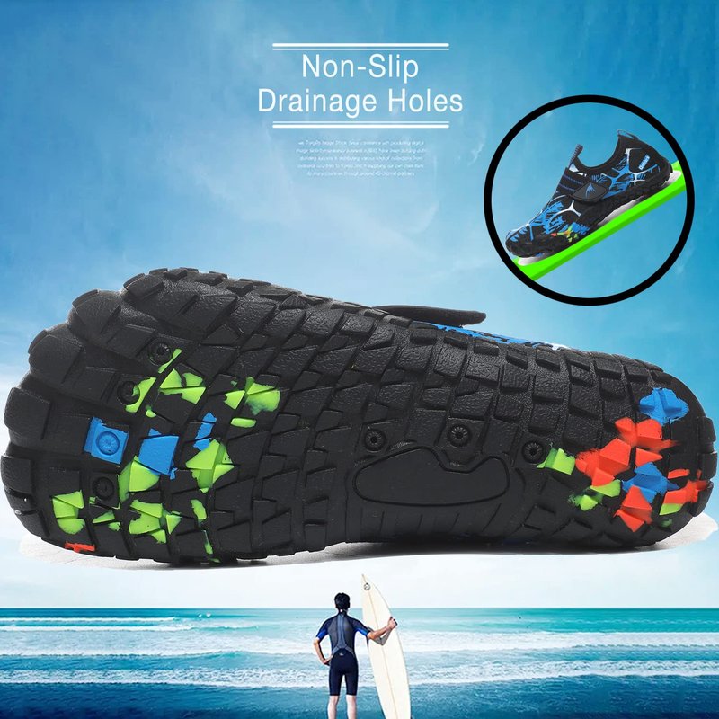 Quickshark Kids Water Shoes Boys Girls Barefoot Aqua Socks Lightweight Quick Dry Sandals Slip On Walking Sneakers for Beach Pool Swim C Black 2 Big Kid