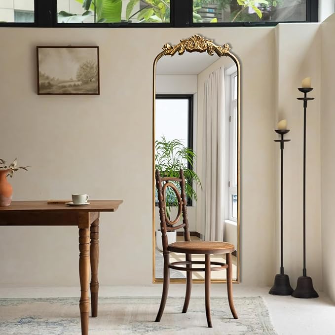 HQiJun Full Length Wall Mirror Decorative Full Body Mirrors Traditional Antique