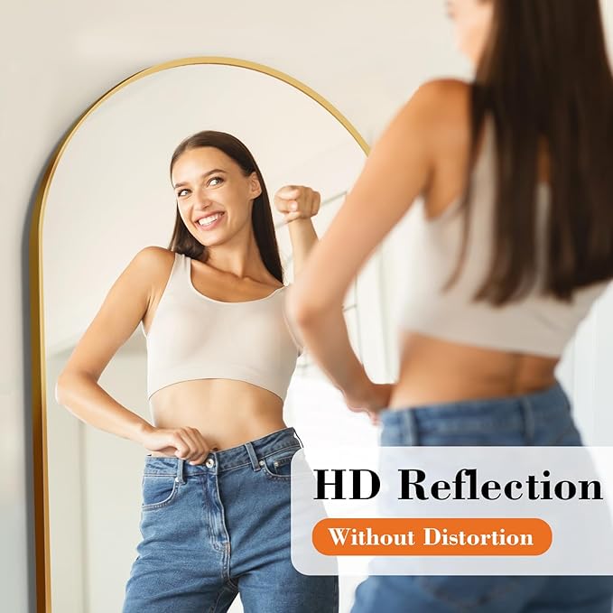 Sweetcrispy 56"x15" Arched Full Length Mirror, Leaning or Standing Full Body