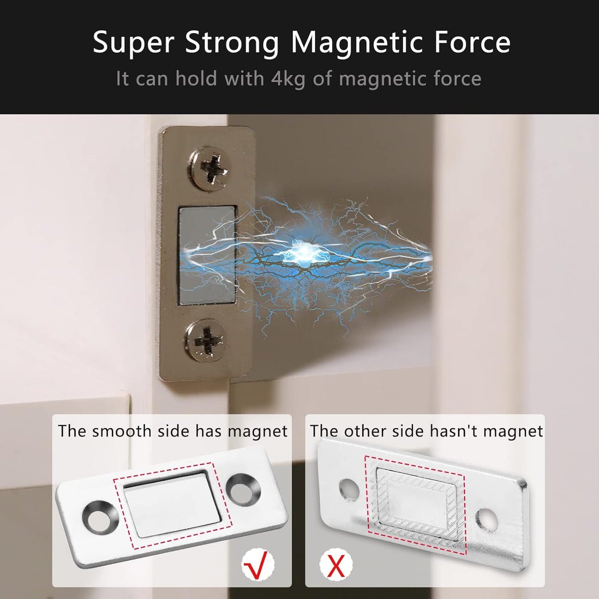 Cabinet Magnetic Catch, 6 Pack Ultra Thin Magnetic Cabinet Door Catch, Adhesive Cabinet Magnets for Kitchen Drawer Cabinet Door Closet, Concealed Strong Magnetic Cabinet Latch