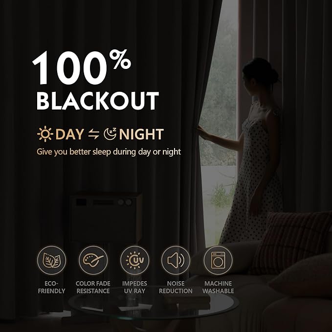 FMFUNCTEX 100% Blackout Curtains