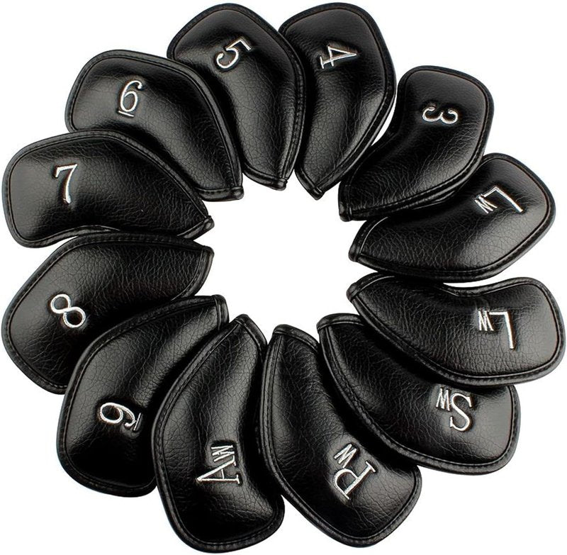 Xuesong Golf 12pcs Thick Synthetic Leather Golf Iron Head Covers Set Headcover Fit All Brands Callaway Ping Taylormade Cobra Etc