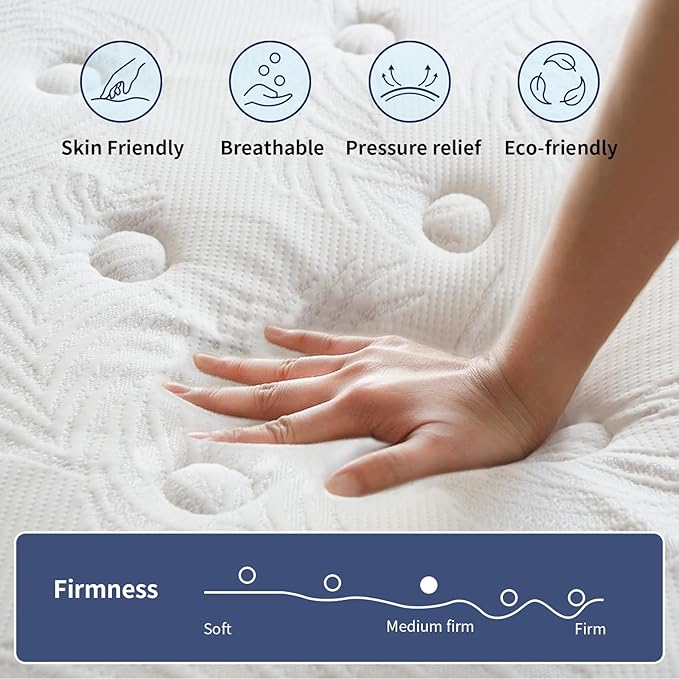 Full Mattress 14 Inch,Memory Foam Mattress with Pocket Spring, Soft & Comfortable Medium Plush, Motion Isolation, Pressure Relief, CertiPUR-US Certified (75"*54"*14")