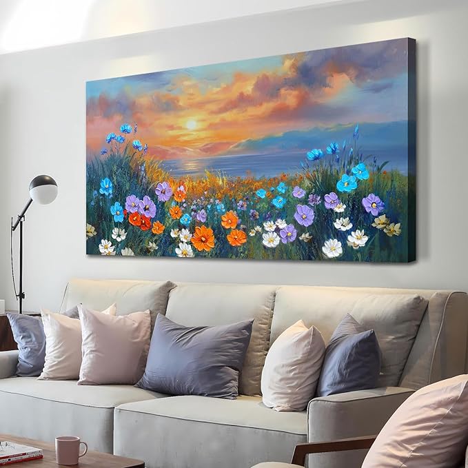 Ardemy Landscape Wall Art for Living Room Extra Large Wildflower Pictures Wall