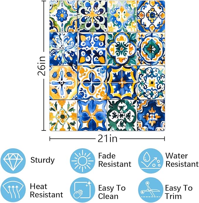 Dishwasher Magnet Cover Ethnic Mexican Tile Pattern Reusable Dishwasher Magnetic Cover Sticker Decorative Dish Washer Door Cover Panel for Home Kitcen Appliance, 21x26 in