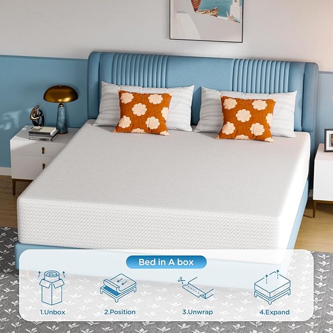 PayLessHere 14 Inch King Mattress Base Foam Mattress,Removable Soft Cover,Bunk Bed, Trundle, Daybed,White，Fiberglass Free
