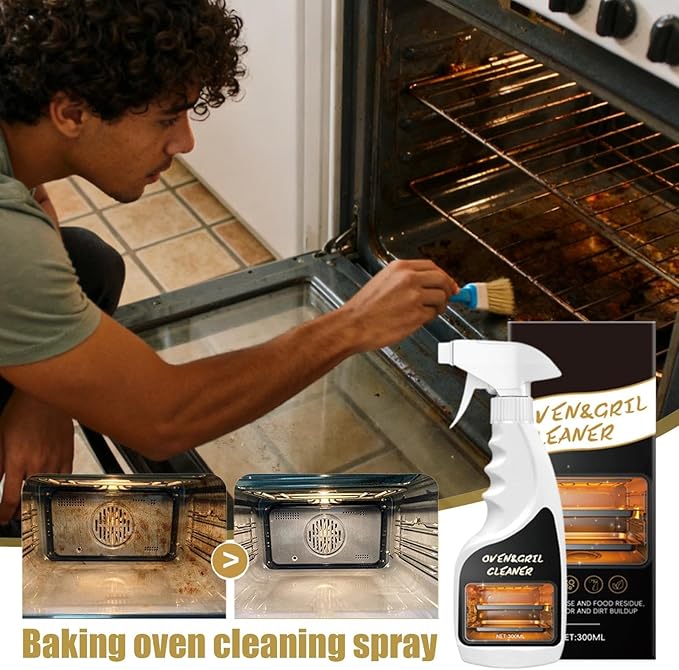 300ml Oven And Grill Cleaner Heavy Duty,Grill Degreaser For Outdoor Grill,Powerful Grease/Carbon/Odor Remover,No Harsh Scrubbing,Multi-Surface Safe,Kitchen Cooking Tools (1, 300ml)