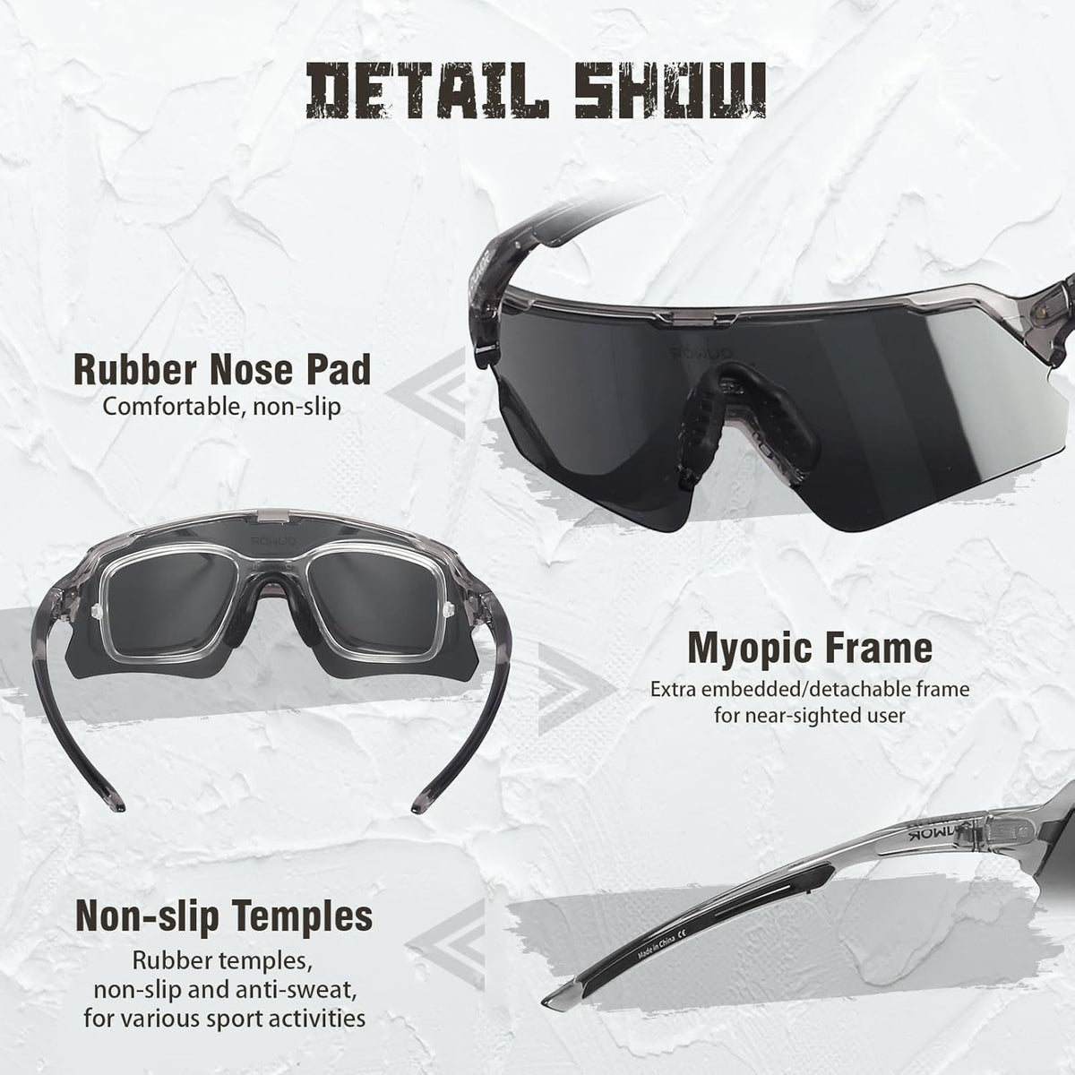 Polarized Cycling Glasses by [Brand Name] - Unisex Translucent & Gray Design for Ultimate Clarity