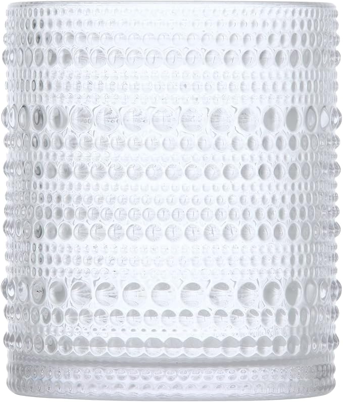 Fortessa Jupiter Beaded Hobnail Glass, 10 Ounce Double Old Fashioned (Set of 4), Clear
