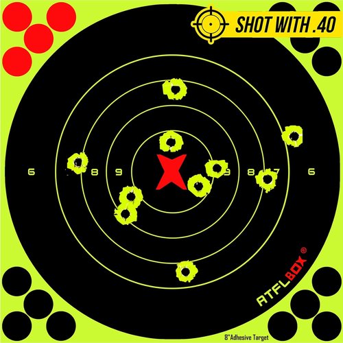 ATFLBOX 8-Inch Fluorescent Yellow Bullseye Shooting Target Stickers - Perfect for Indoor & Outdoor Ranges | Compatible with Handguns, Rifles, and Airsoft Guns