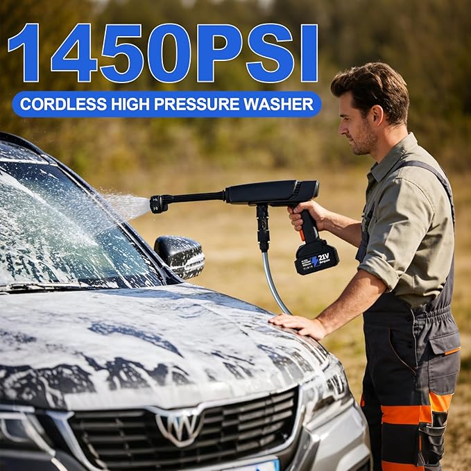 Cordless, Brushless Motor 1450 PSI, 2pcs 4.0Ah Battery