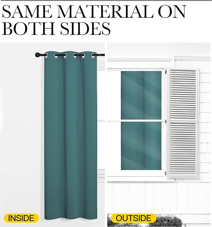 NICETOWN Sea Teal Blackout Curtains 78 inches Length