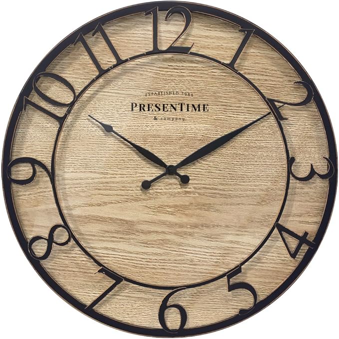 Presentime & Co 21" Farmhouse Series Wall Clock, Cottage Style, Vintage Design