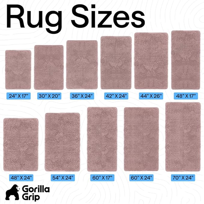GORILLA GRIP Bath Rug Mat 30x20, Thick Soft Absorbent Chenille, Quick Dry Microfiber Mats, Rubber Backing Washable Shower Floor Rugs, US Designed Bathroom Bathmat Home Decor Accessories, Dusty Rose