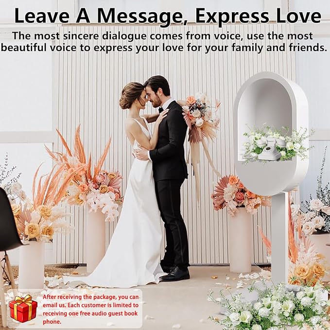 Audio Guest Book Phone Booth Stand, Romantic Audio Guestbook Telephone Booth for Wedding Birthdays Party Graduation Baby Shower Retirement Special Occasions Decoration