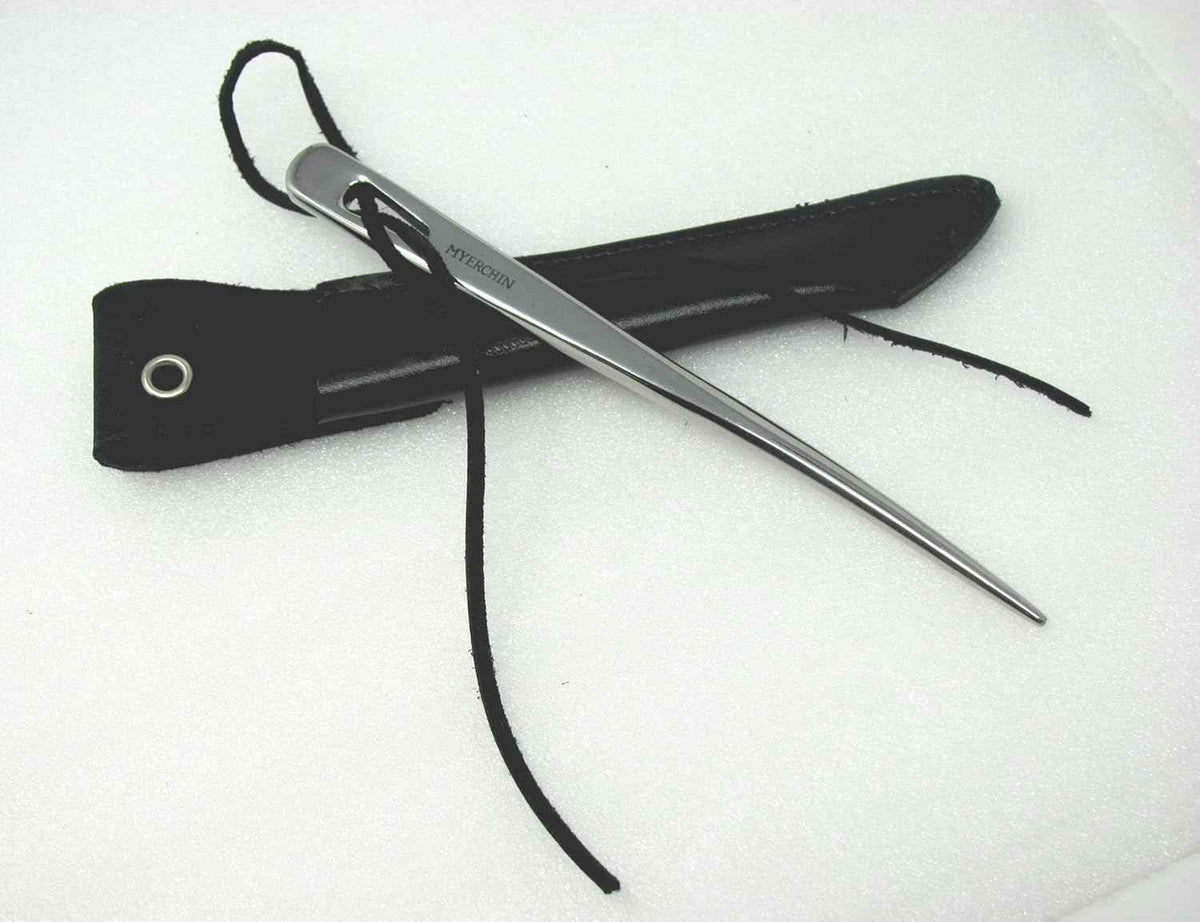 Myerchin Professional Stainless Steel Marlin Spike with Leather Sheath & Lanyard