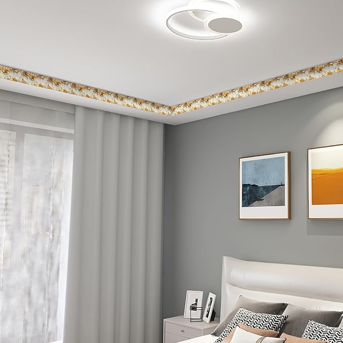 HOMETITUTE Wallpaper Border Peel and Stick Baroque Gold Texture Decorative Wall