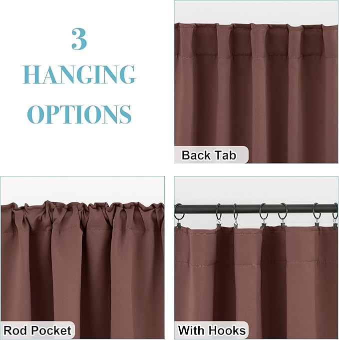 RYB HOME Blackout Curtains for Bedroom, Small Windows Shades Thermal Insulating