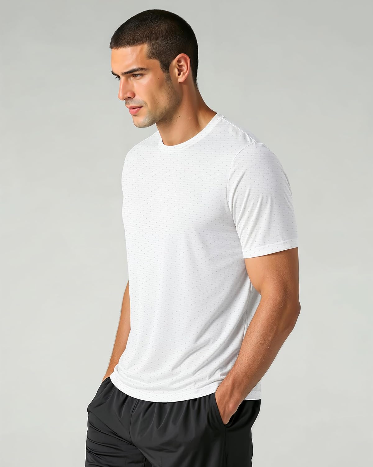 Real Essentials Men's Breeze Tech Crew Neck Workout T-Shirts - 5 Pack, Moisture-Wicking Athletic Shirts (Big & Tall)