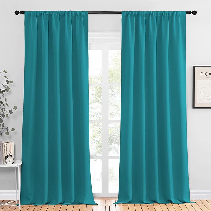 NICETOWN Peacock Blue Blackout Curtains Panels