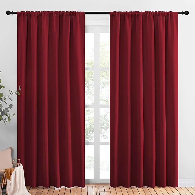 NICETOWN Christmas Burgundy Blackout Curtains and Drapes