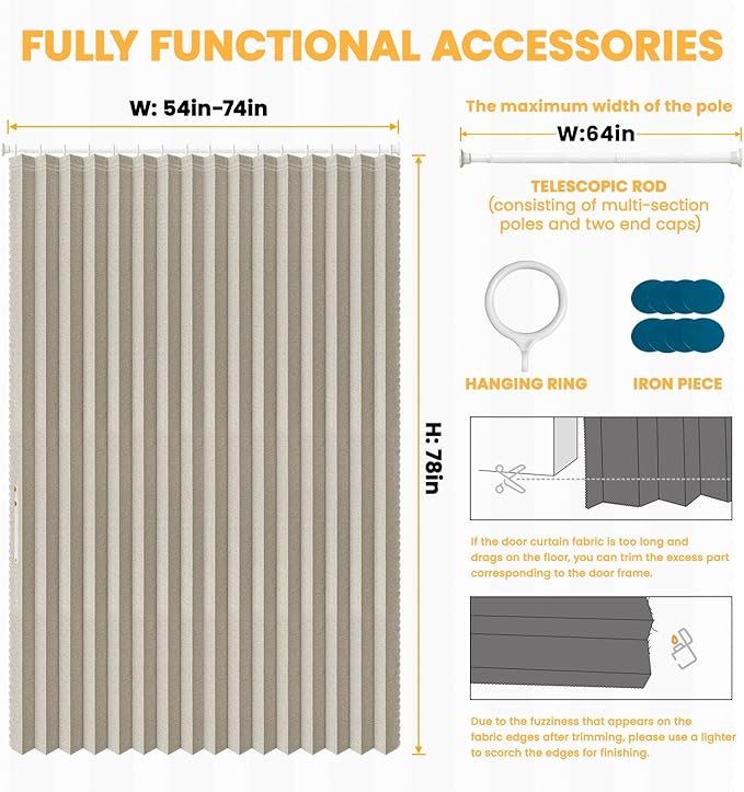 AJAZZ Blackout Accordion Door Curtains