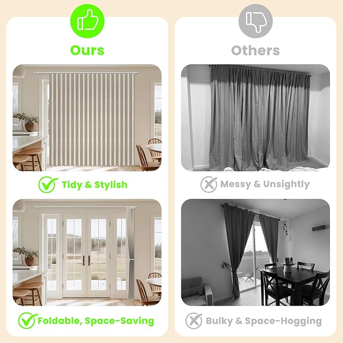 AJAZZ Blackout Accordion Door Curtain 98"x106" Cream White