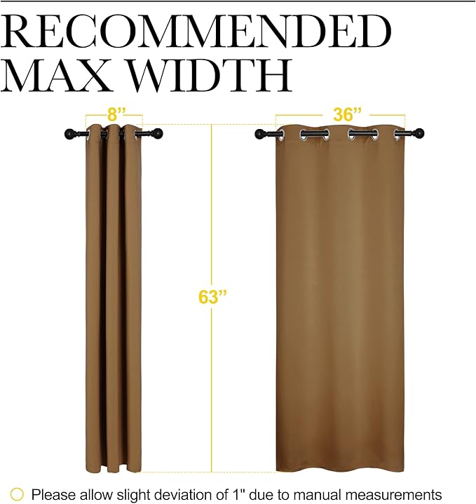 NICETOWN Sleek Blackout Curtains 63 inches Length