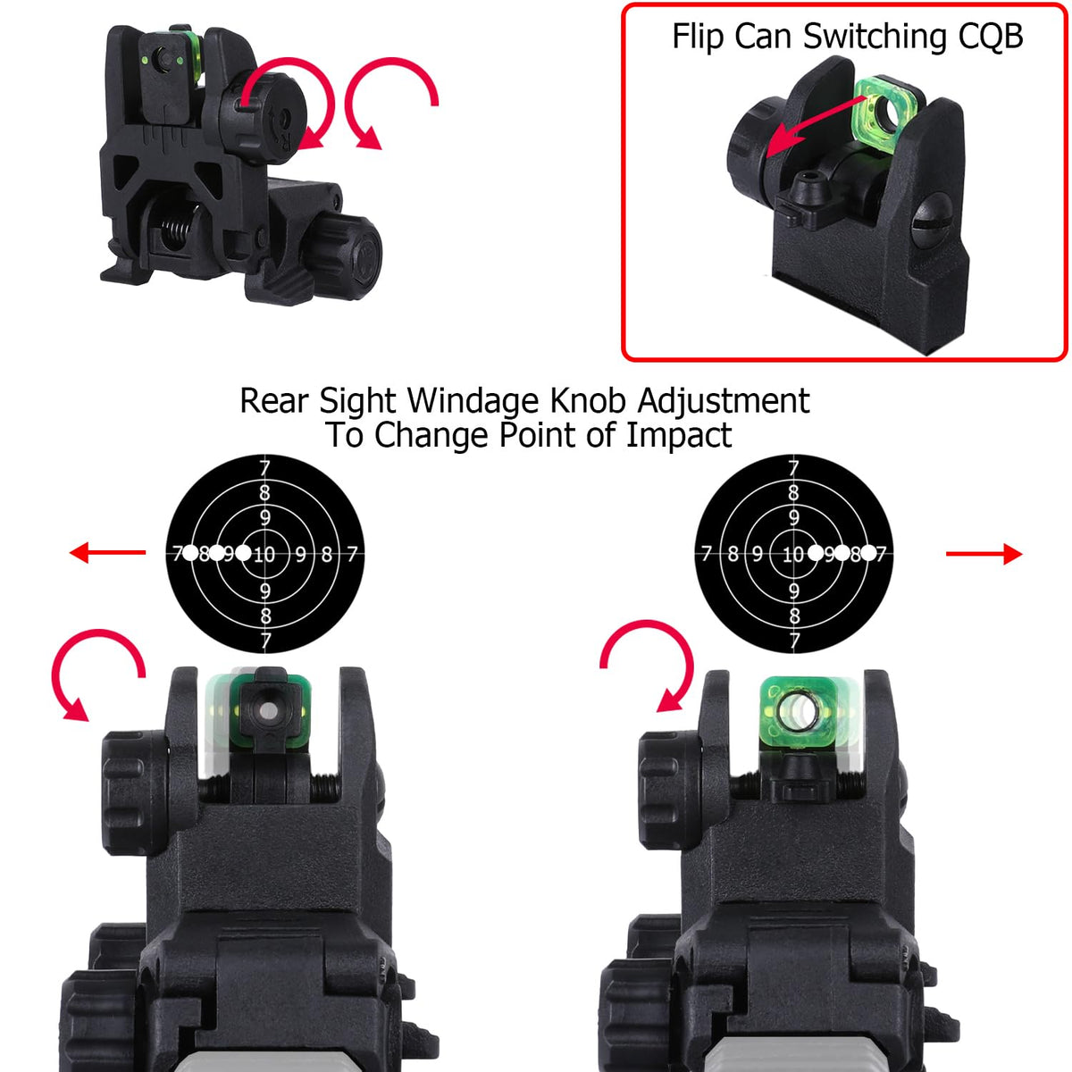 Fiber Optic Sights,Co-Witness Height Red Dot Sight,Front and Rear