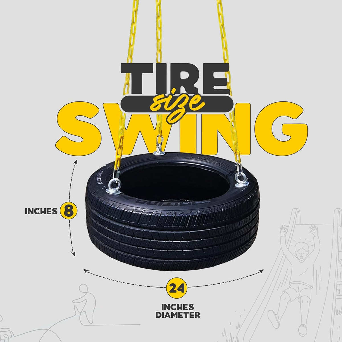 Skiennix Tire Swing - Durable Plastic Coated Chains for Kids & Adults | Outdoor Swing Set Accessories