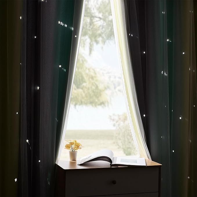 XiDi Curtains for Bedroom Decor, Rainbow GreenYellowGrey52/96/1