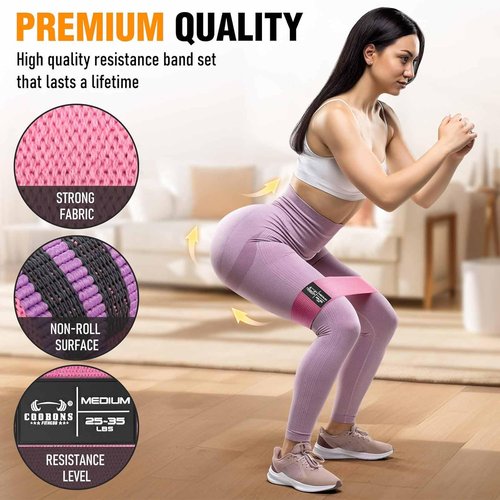 Fabric Resistance Bands for Working Out - Exercise Bands for Women and Men, Booty Bands for Legs and Glute, Yoga, Pilates, Rehab, Fitness and Home Workout