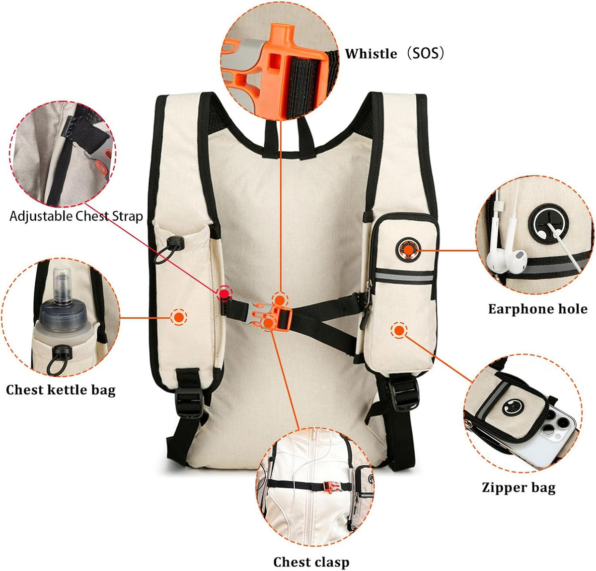 Skiennix 15L Ultralight Hiking Backpack - Foldable Trekking Bag for Outdoor Adventures | Beige